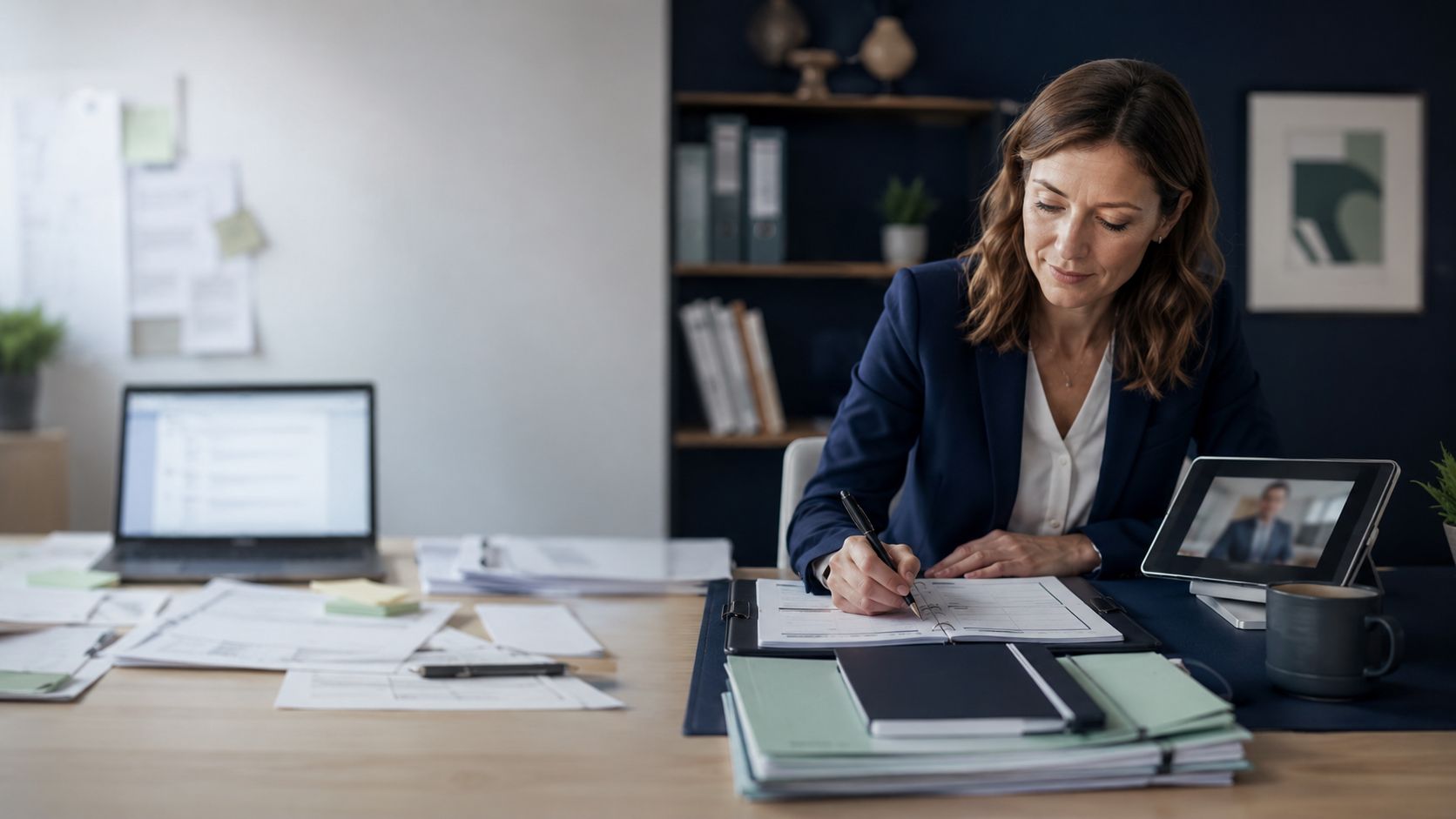 Personne concentrée et confiante travaillant sur un ordinateur portable.