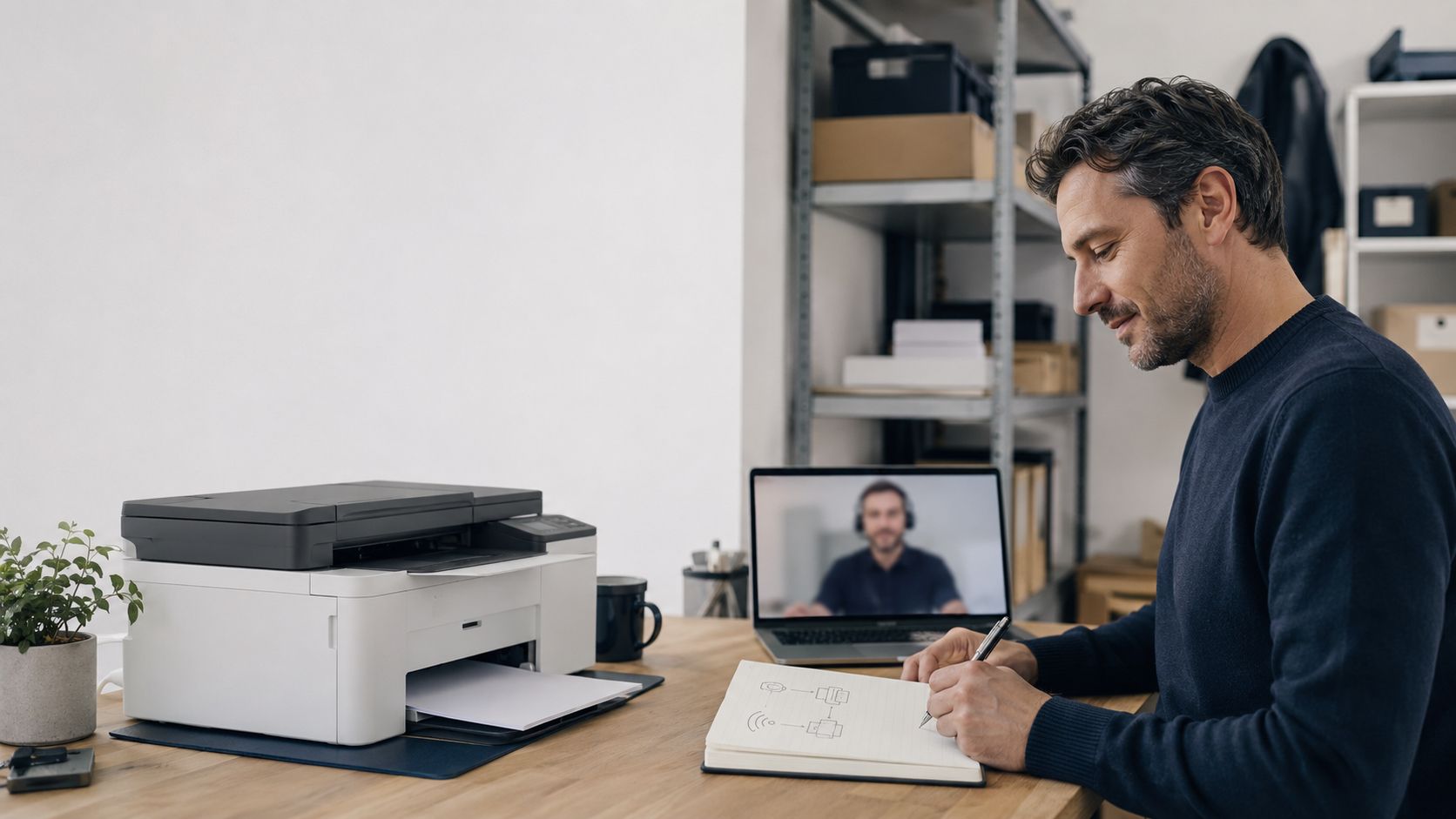Imprimante réseau dans le bureau d'une petite entreprise.